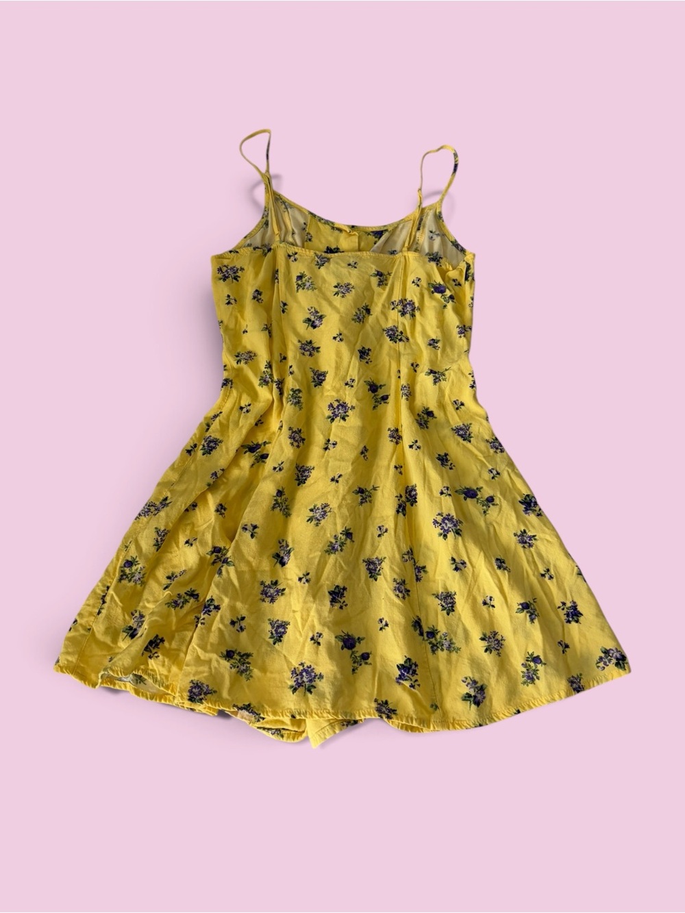Forever 21 Yellow Floral Spaghetti Strap Mini Dress